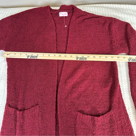 Pink Lily Maroon Womens S Popcorn Cardigan with Pockets Cozy Fall Winter - Picture 9 of 10